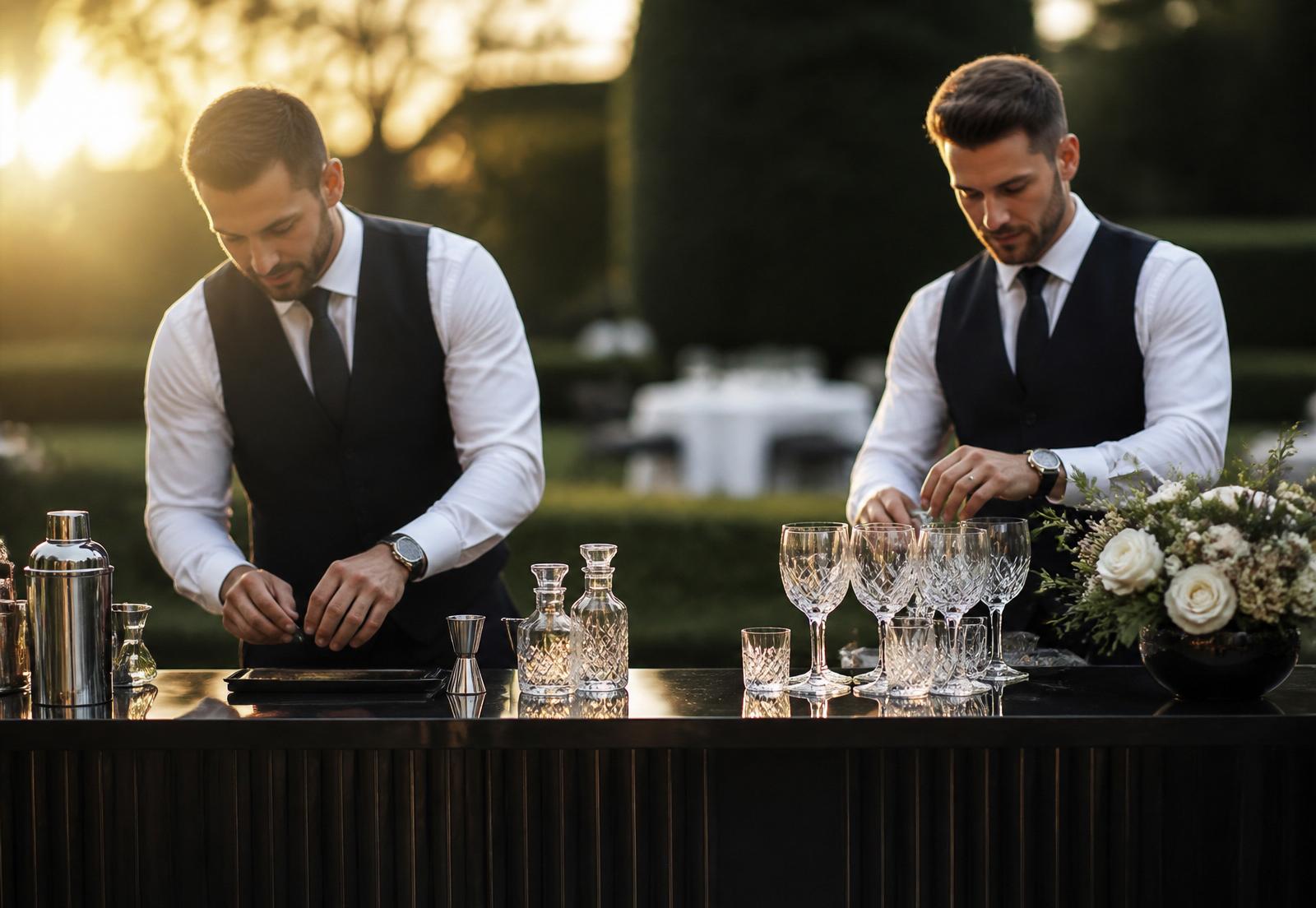 Events Answer team preparing a private garden event